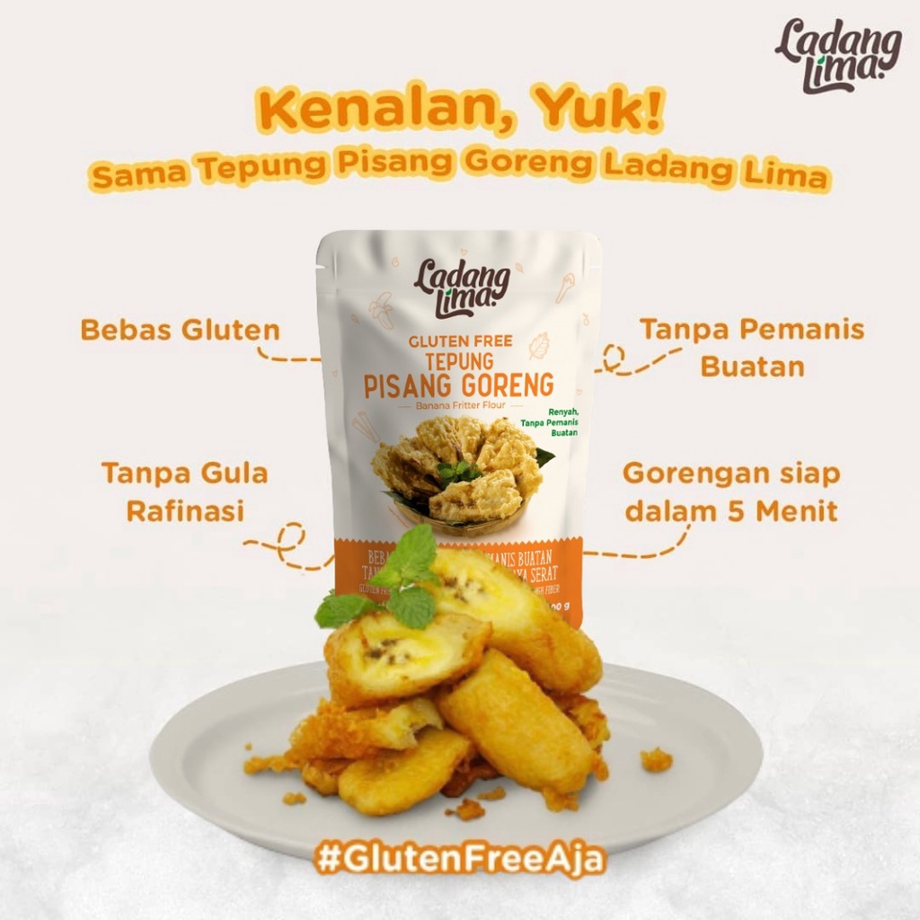 Ladang Lima Tepung Pisang Gluten Free 200g / Pisang Goreng Crunchy / BANDUNG