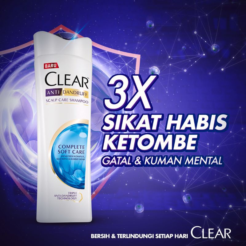 ORIGINAL CLEAR SHAMPOO COMPLETE SOFT CARE 160 ML / SHAMPO ANTI KETOMBE CLEAR BIRU