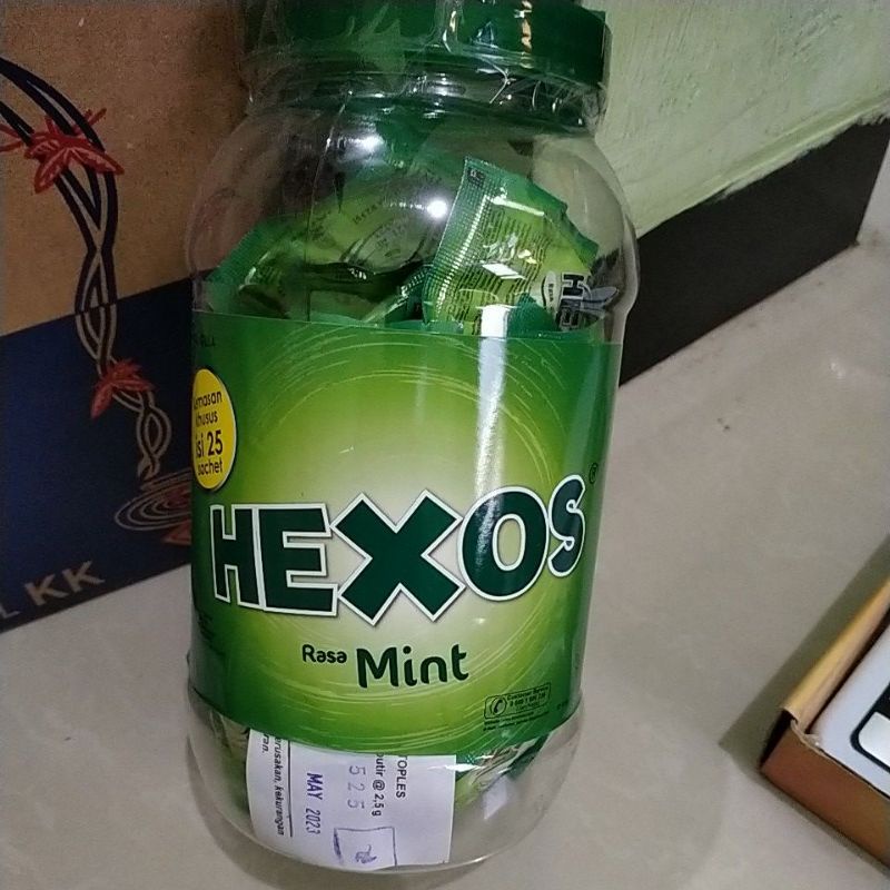 Hexos toples permen isi 50sachet.