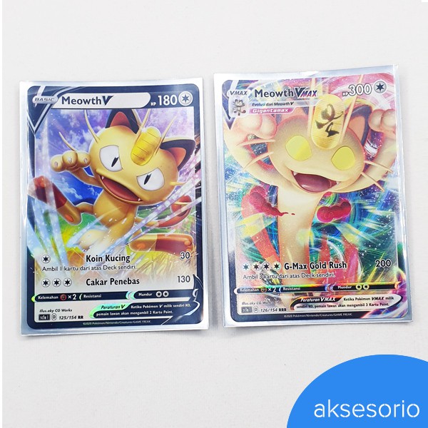 Meowth V RR & Meowth VMAX RRR - Kartu Pokemon TCG Indonesia