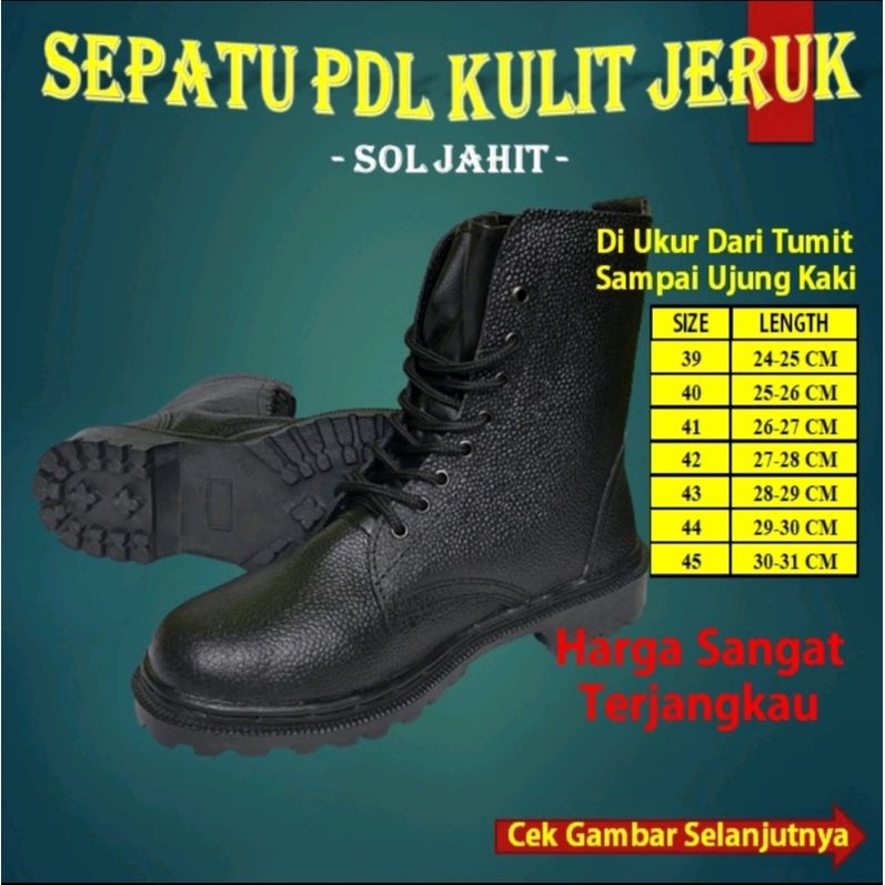 Sepatu PDL Kulit Jeruk TNI LINMAS SECURITY SEPATU PDL MOLDING BANSER