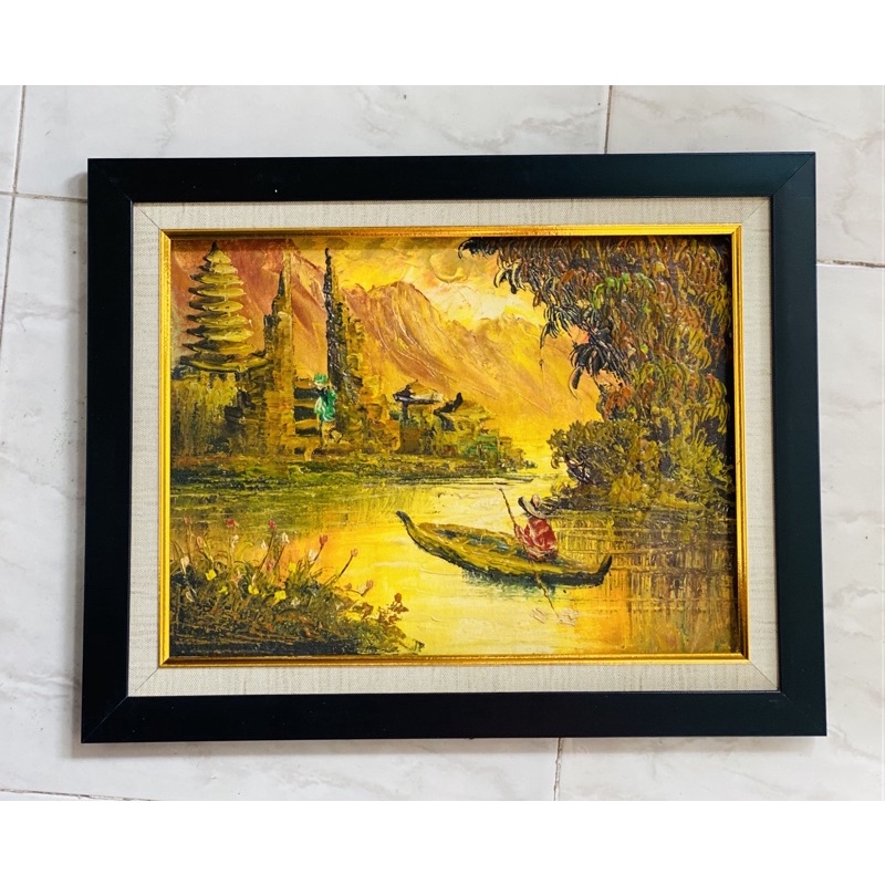 lukisan pallet pemandangan pantai 40x50cm /lukisan kanvas