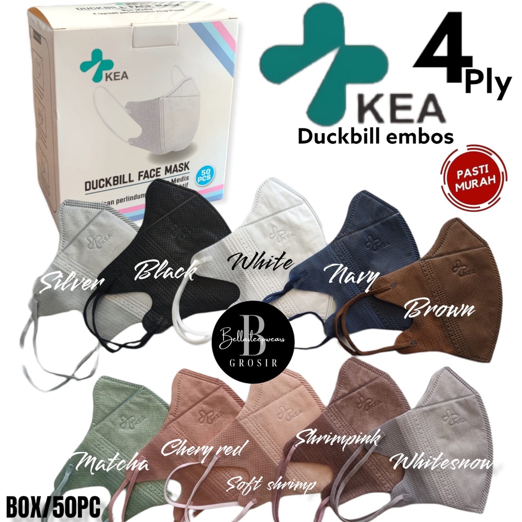 3PLY / 4PLY DUCKBILL KEA EMBOS GARIS- MASKER DUCKBILL 4PLY EMBOS KEA KEMENKES
