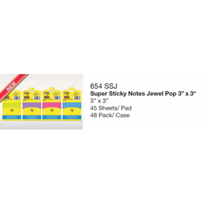 

New Sticky notes - Post-it - 654-SSJ Super Sticky Notes Jewel Pop 3 x 3 Limited