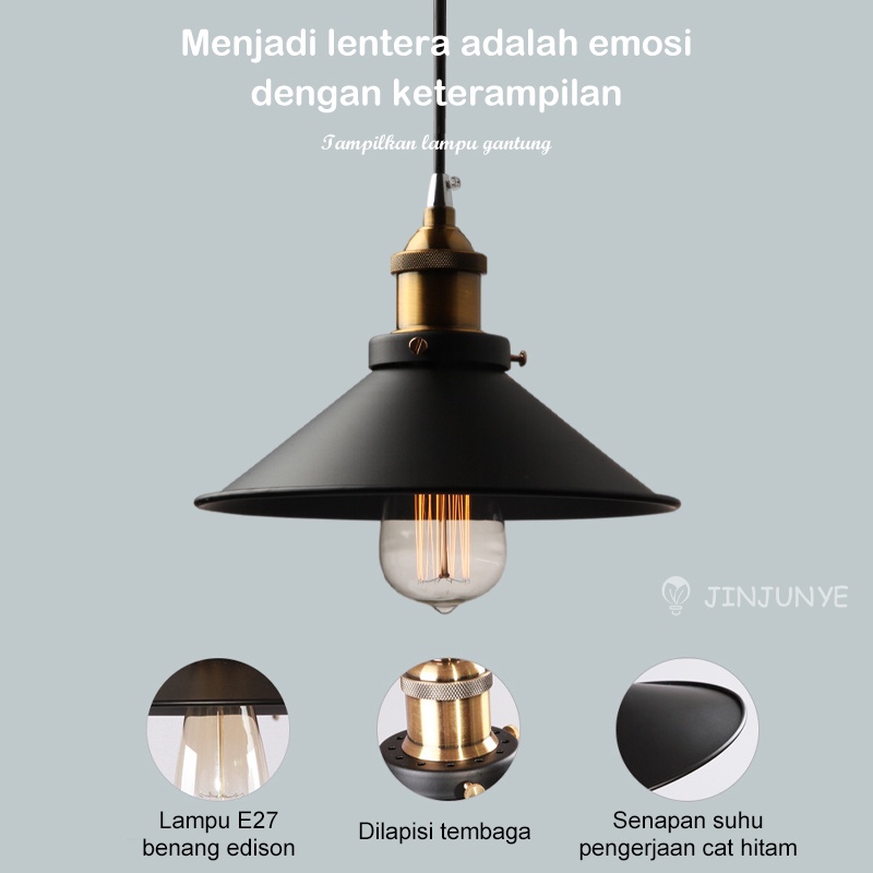 Lampu Gantung Industrial Mini Edison E27 Nordic Bar Besi untuk Dekorasi Rumah / Restoran / Toko Lampu Kafe Gantung Lampu Bar Minimalist JINY