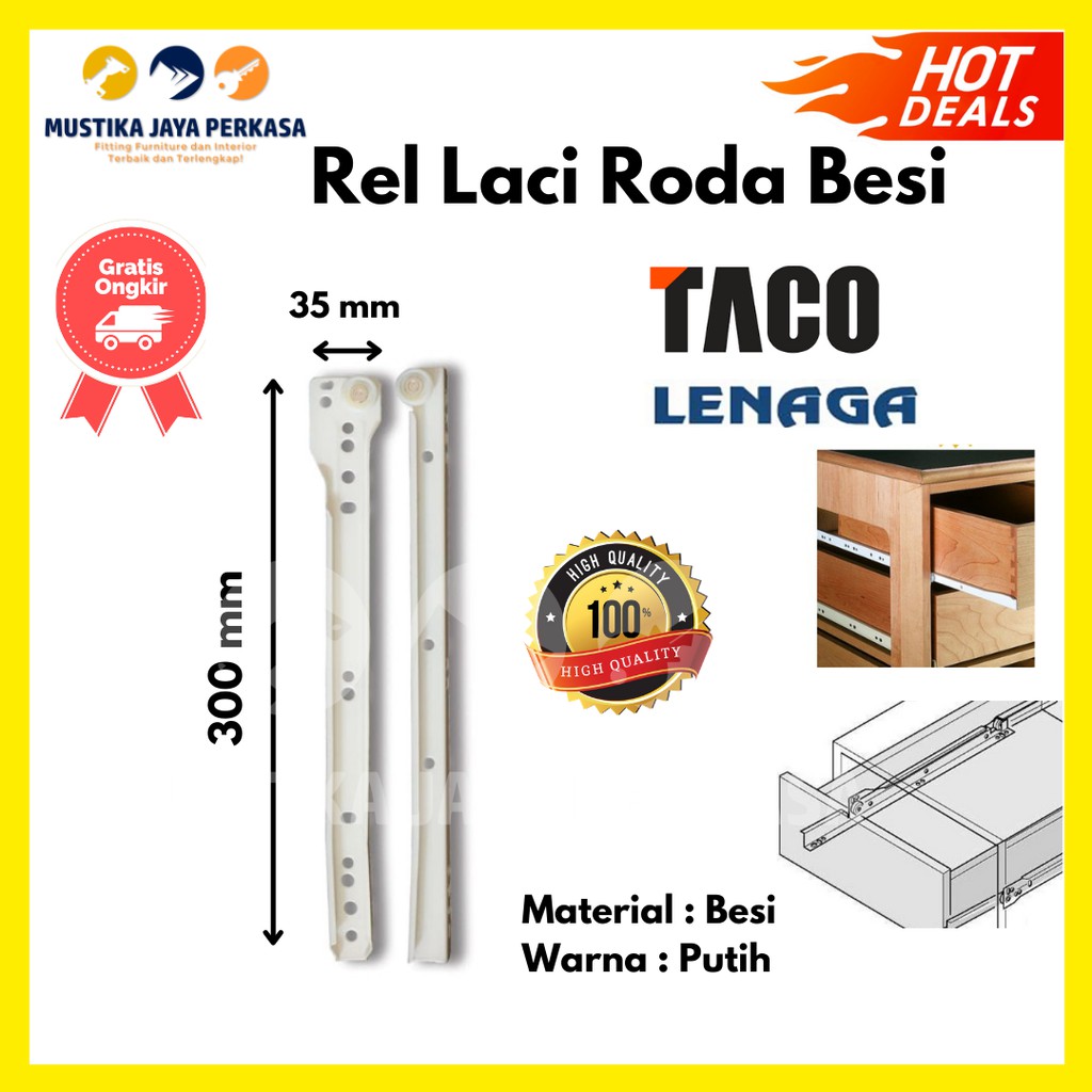 Rel Laci Roda Putih Hitam Huben Lenaga Elco Taco Bukan Double Track - 25 30 35 40 45 50 55 60