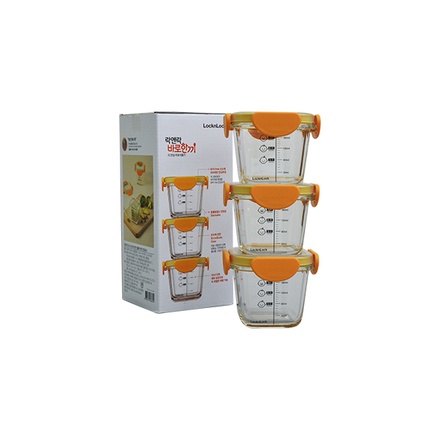 LOCK &amp; LOCK - LLG510S3 - BABY FOOD CONTAINER 3P SET W/ PLASTIC CAP (260ML)