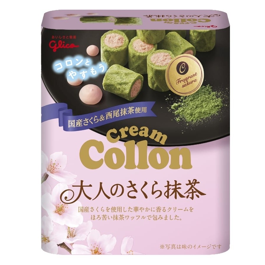 

LIMITED - GLICO Cream Collon Sakura Green Tea Matcha 48gr snack Jepang