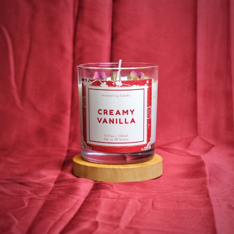 Lilin aromaterapi creamy vanilla 150 ml | scented candle | hampers