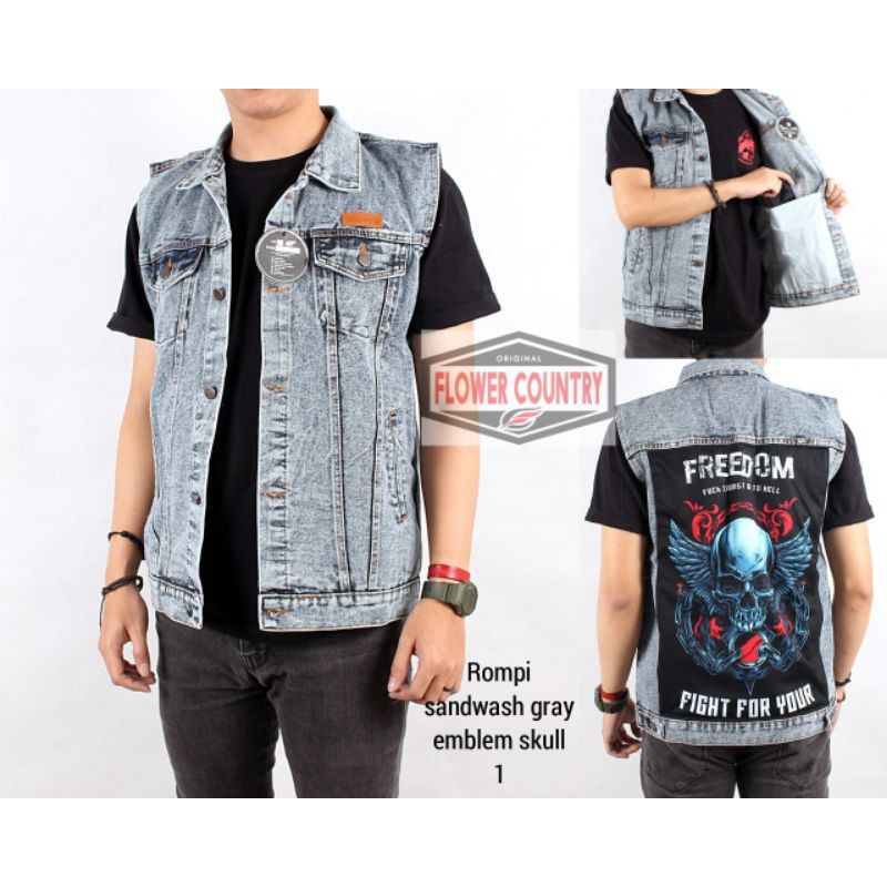 Rompi Motor Jeans Pria levis emblem skull