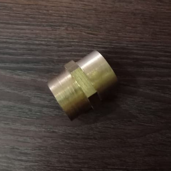Double Nepel Drat Dalam 1/2 inch kuningan - Dobel Nepel