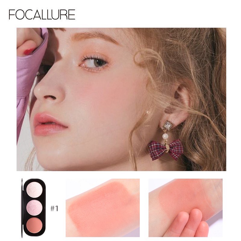 ❤ MEMEY ❤ FOCALLURE Blush &amp; Highlighter Palette FA26 ✔️BPOM | Blush On Contour