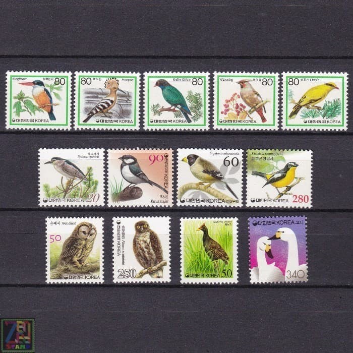 

0193 Perangko Korea Selatan Tematik Birds 13v Mnh