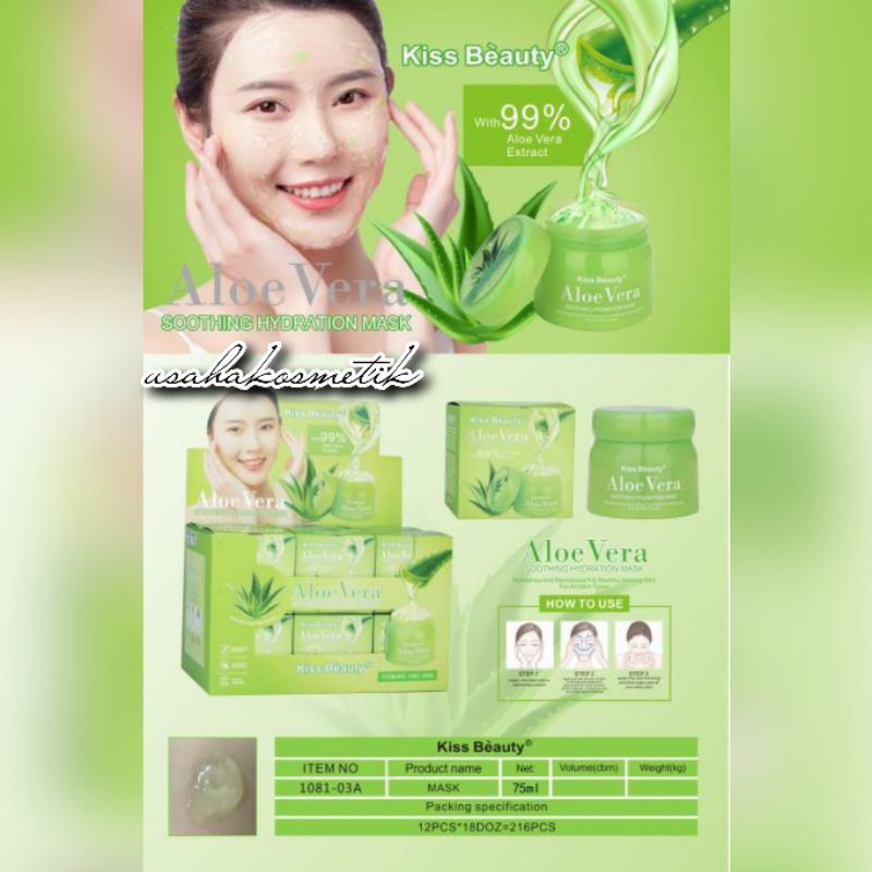 MASKER WAJAH SOOTHING HYDRATION | MASK ALOEVERA JUMBO  KISS BEAUTY EXTRACT WITH 99% NO.1081