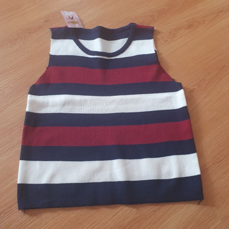 Baju atasan tank top knitt stretch motif salur