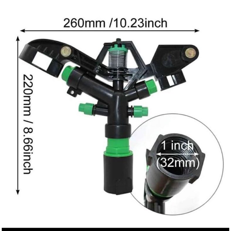 Sprinkler Pertanian Sprinkler Big Gun Impact PVC 1 Inchi Alat Irigasi Pertanian Taman Kebun shaestore15