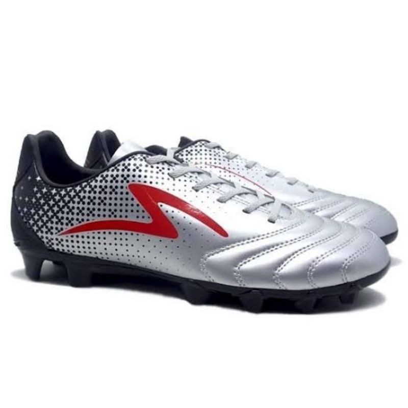 Specs Sepatu Bola Stardust 19 FG Silver/Emperor Red/Black