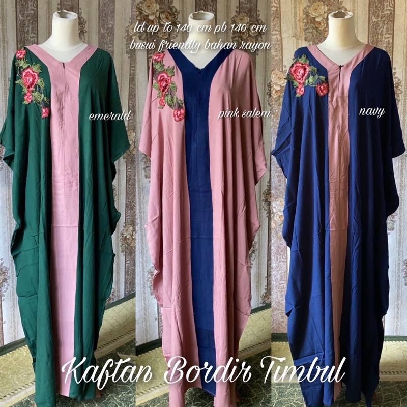 Kaftan jumbo Kombinasi Brokat timbul