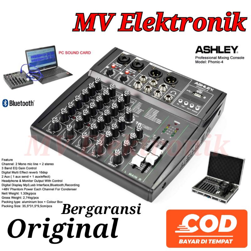 Mixer Ashley Phonic 4 Original Mixer 4 Channel Ashley Phonic4 Plus Koper