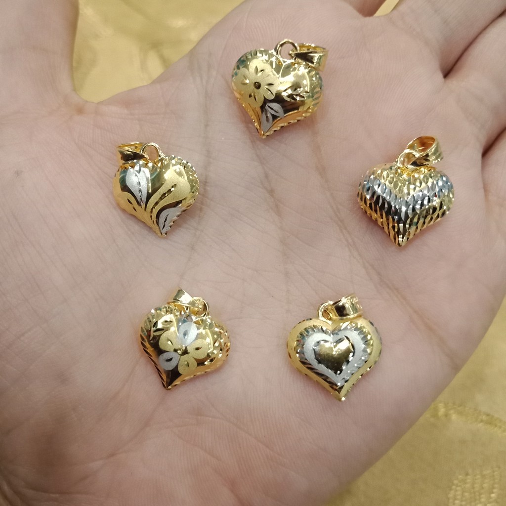 Mainan liontin kalung anak dan dewasa emas asli kadar 700 22 70% hati love ukir warna