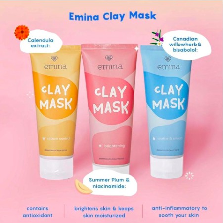 Emina Clay Mask 60ml | Soothe Smooth Brightening Sebum Control