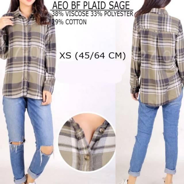 Baju branded-AMERICAN EAGLE BF PLAID SAGE