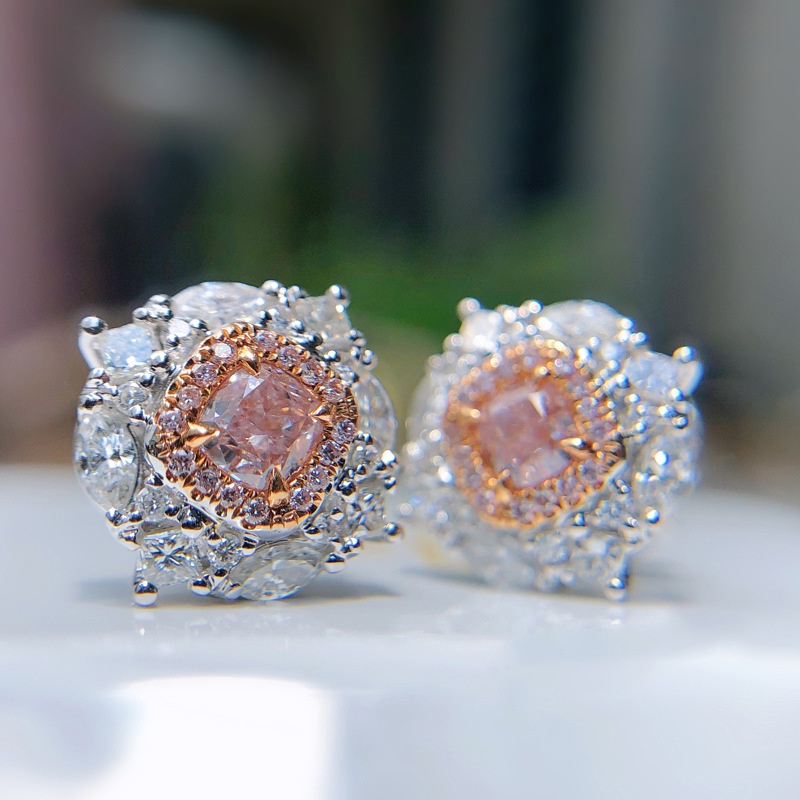 Fashion Inlaid Pink Diamond Vintage Luxury Ear Studs Earrings
