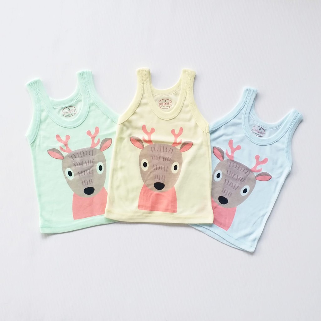 Plazababyku KAOS SINGLET MOTIF WARNA ANAK kaos dalam oblong anak laki2 dan perempuan newborn-3th