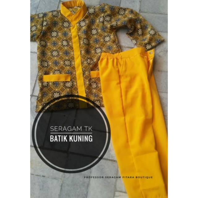 Seragam TK/ PAUD batik kuning