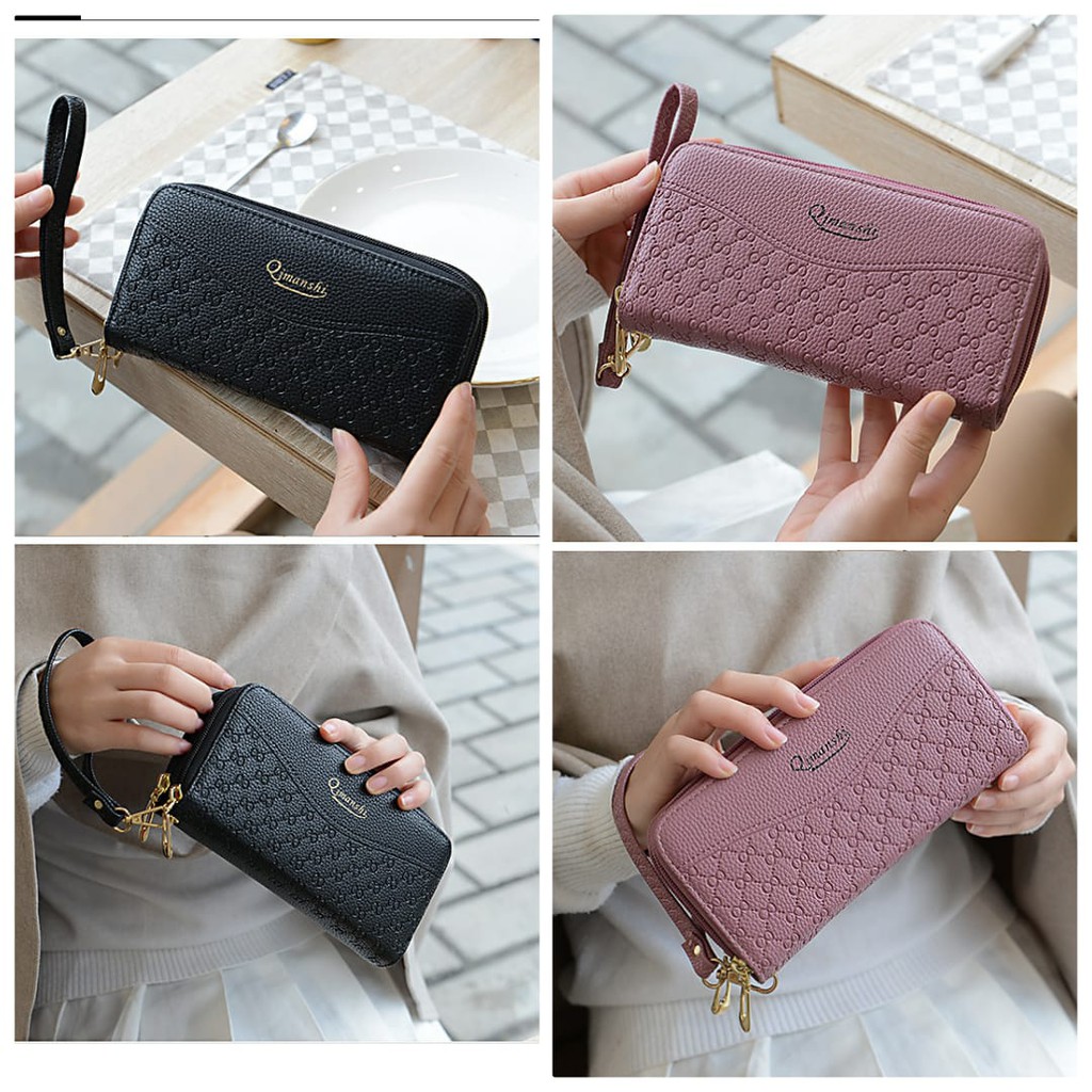 DOMPET WANITA KULIT 2 RESLETING IMPORT PREMIUM KOREA EIME MURAH PANJANG FASHION BATAM ELEGAN PESTA