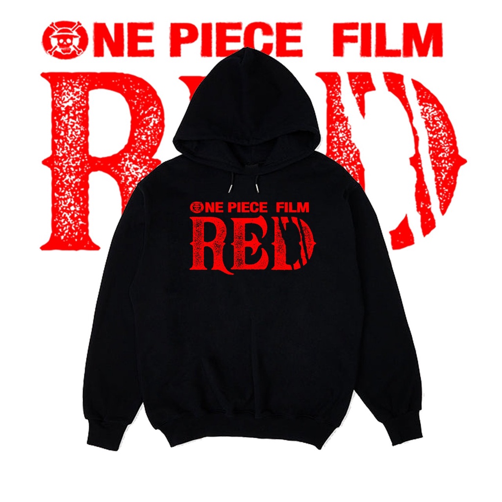 Hoodie anime one piece film red depan