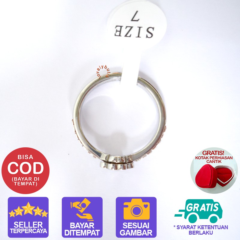 Lovelybutik Cincin Titanium Anti Karat Lus1 Cincin Wanita Titanium Model Bunga Permata