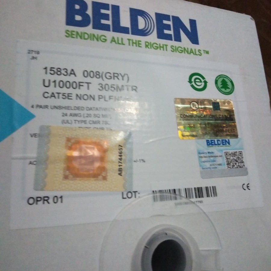 KABEL LAN UTP cat 5 / cat5e BELDEN made in USA 1box 1000Ft / 305m 5e