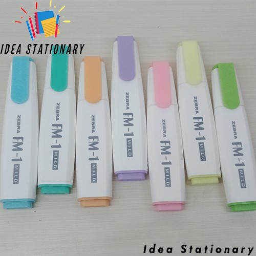 

READY!! Highlighter Textliner Zebra FM-1 Mild Tersedia 7 Warna Pastel // Zebra
