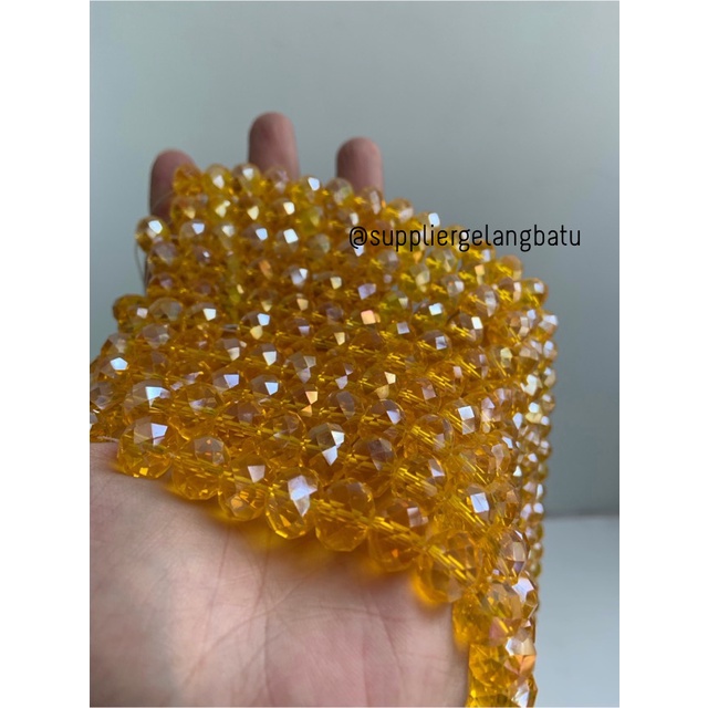 Crystal Ceko kilap 12mm yellow quartz kuarsa kuning bening kristal acc bahan kalung gelang anting strap mask kerajinan tangan craft citayam fashion week etink vintage elegan bali manik crystal