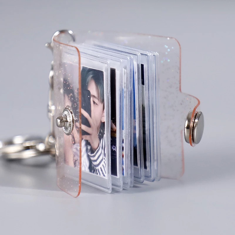 MEIMEISHOP HOLDER GANTUNGAN KUNCI MINI - DOMPET KARTU KANCING PVC KPOP MINI ALBUM FOTO WALLET MINI PORTABLE