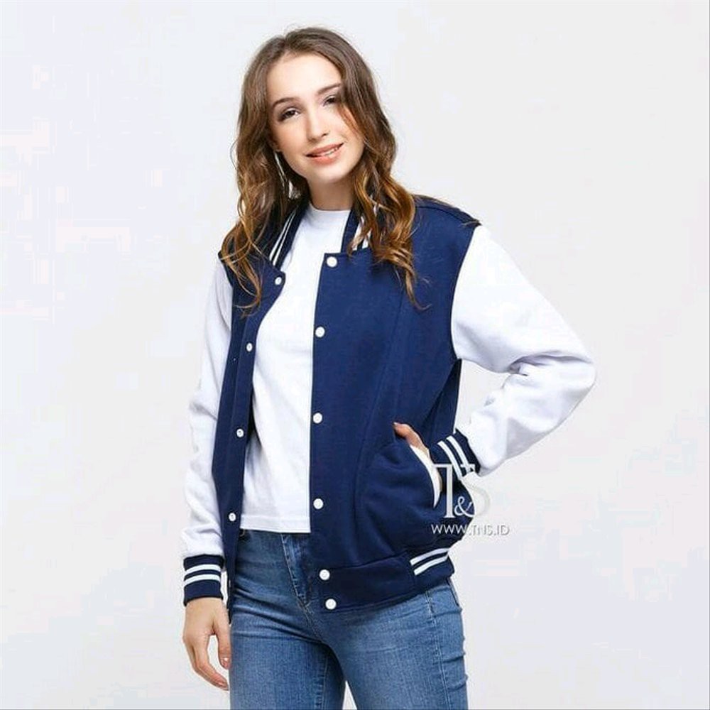 jaket baseball jaket hangat jaket biru dongker jaket trendy murah