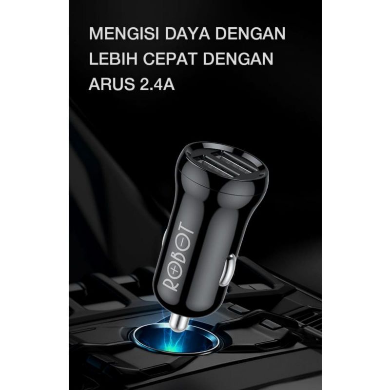 CAR CHARGER ROBOT RT C07 ORIGINAL CASAN MOBIL 2 PORT USB 2.4A