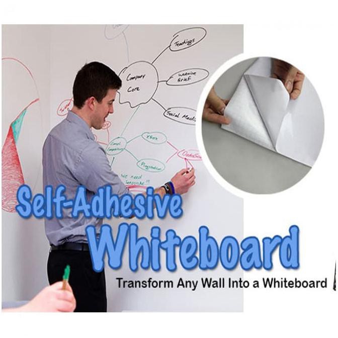 

( BISA COD ) whiteboard wallpaper dinding sticker papan tulis plus marker 45cmx2m - white board