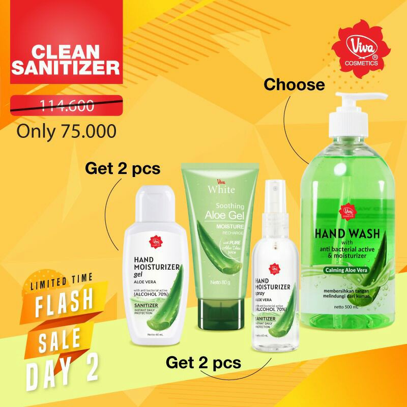 Paket New Normal Hand Wash Sanitizer Moisturizer Viva Pembersih Tangan Sabun Cuci Aloe Vera