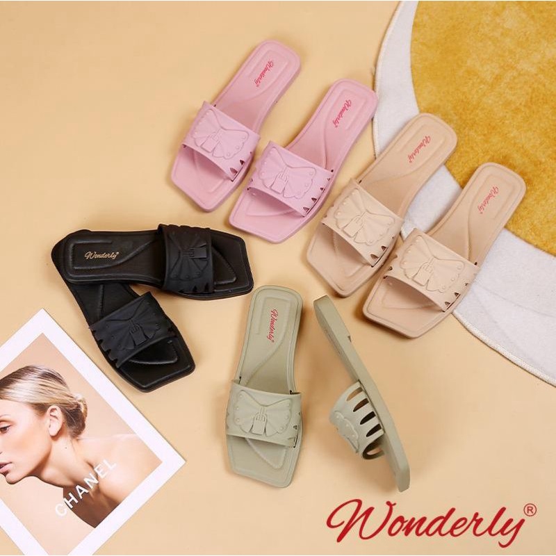 D-3012-1 [WONDERLY] Sendal Jelly Sandal Wanita Rumahan Sandal Selop Sandal Kekinian Wanita Sandal Jalan Wanita Sandal Slides Wanita Sandal Pergi Wanita