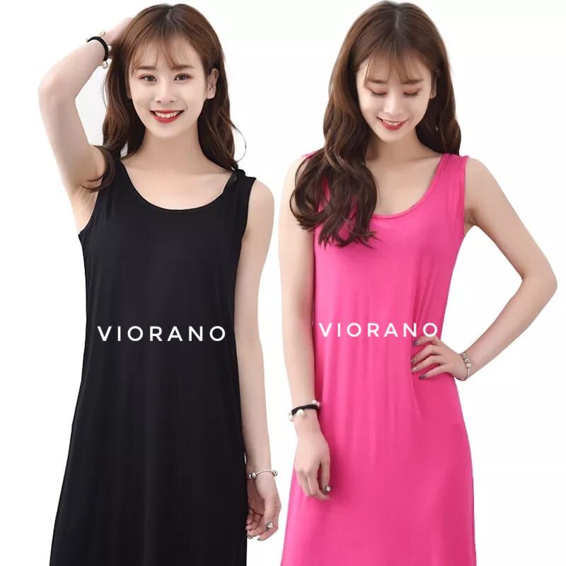 Singlet Terusan Wanita Longdress Panjang Muat Besar XXL Inner Kaos Oblong Untuk Dalaman Gamis / Manset Dalaman Panjang Dress Adem Tanpa Lengan