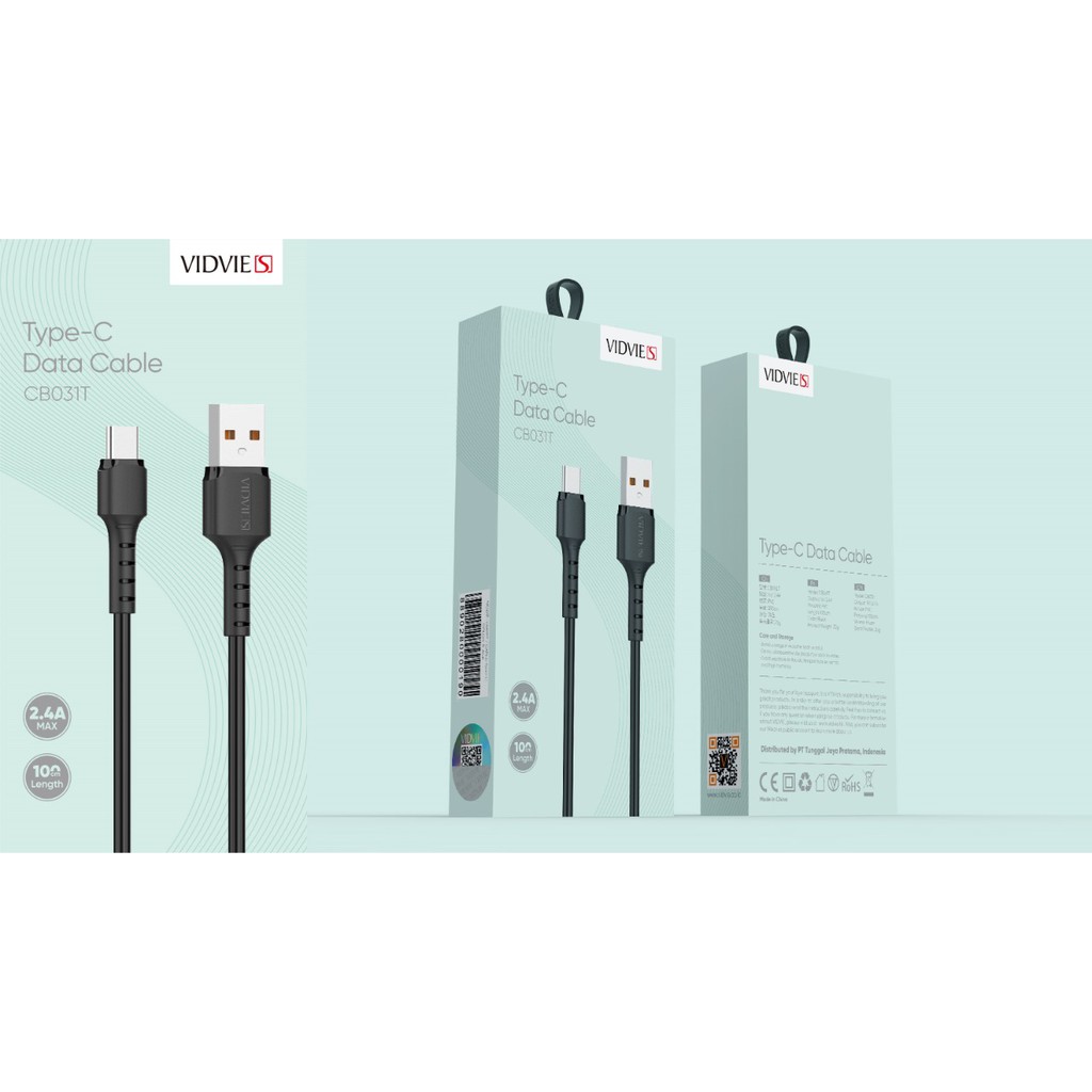 Usb-A to Usb type c cable vidvie charge data 2.4a 100cm fast charging for android etc cb031-tc cb031t