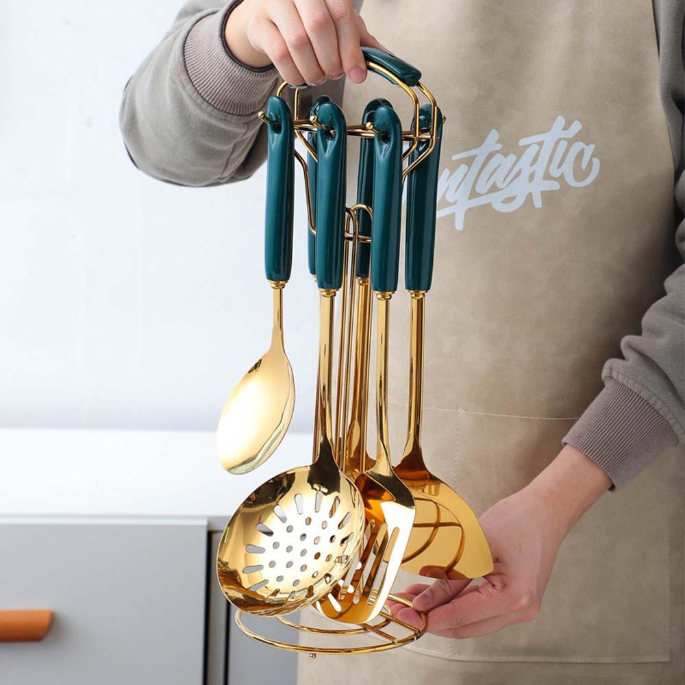 [Elegan] Cooking Set 7pcs/Set Rak Anti Lengket Peralatan Masak Sendok Nasi Sendok Spatula Alat Dapur