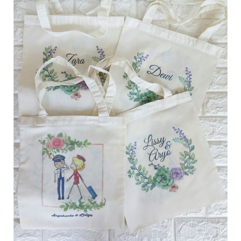 Souvenir Pernikahan Totebag Kain Blacu Custom