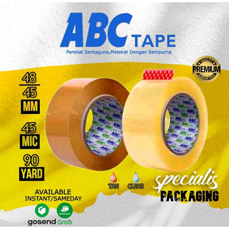 

Plakban Lakban Tape OPP ABC 90 yard 2'in bening Murah
