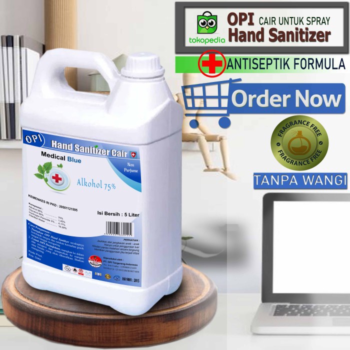 Hand sanitizer medical cair tanpa wangi 5 liter Produk OPI varian baru By Oke Sabun sudah ada izin edar resmi by Oke sabun suplayer