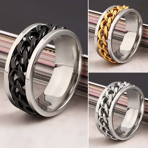 diorder yuk    Hadiah Perhiasan Natal Pria Wanita : Cincin Model Gaya Baja Stainless Rantai Emas