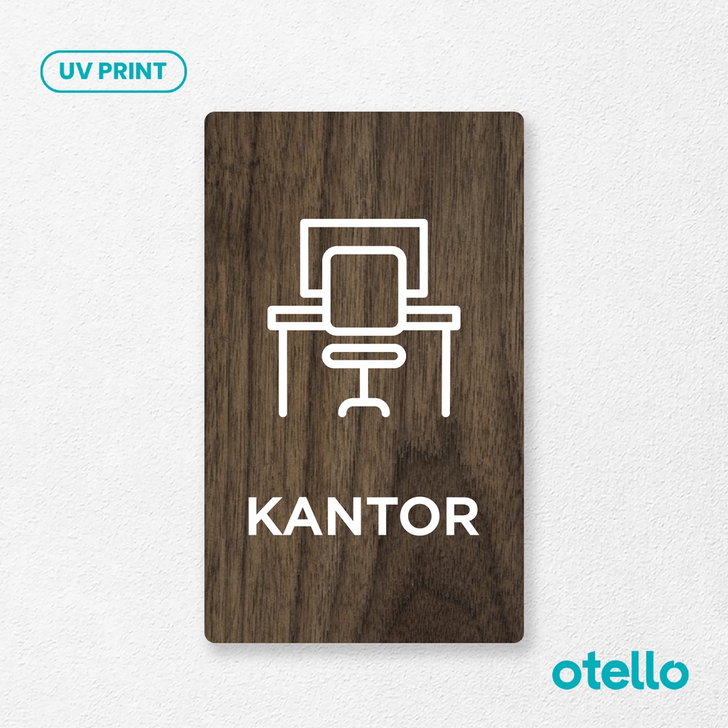 Otello - Signage Kantor Sign Board Kayu Print Signage Label Stiker Dinding Tempel Pintu Office Nama Ruangan