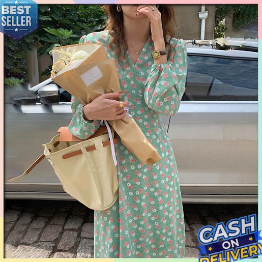 Dress Wanita Gaun Pesta Remaja Murah Korean Style Baju Dres Kondangan Midi Maxy Perempuan Cewek Terb